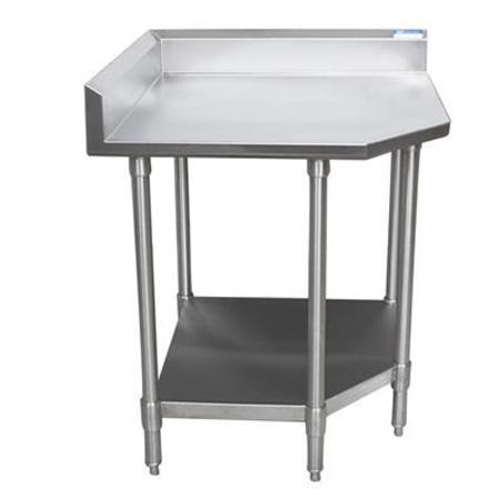BK RESOURCES Stainless Steel Corner Work Table With Undershelf, 5"Riser 24"Wx24"D CVTCR5-2424